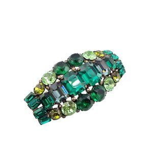 Spectacular Made In France Signed Concave Glass Stone Brooch (A8981)